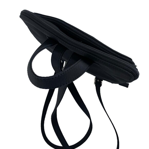 Vintage Nine West Mini Backpack Black Zip Around Rectangle Flat Snap Microfiber - Picture 5 of 15